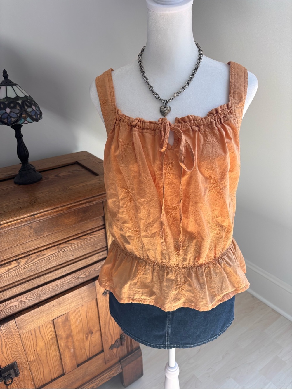 Marks & Spencer Peach Embroidered Tank 🧡